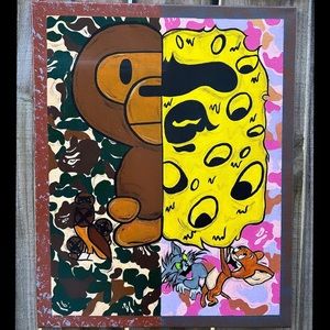 Bathing Ape X TomxJerry Handpainting on canvas